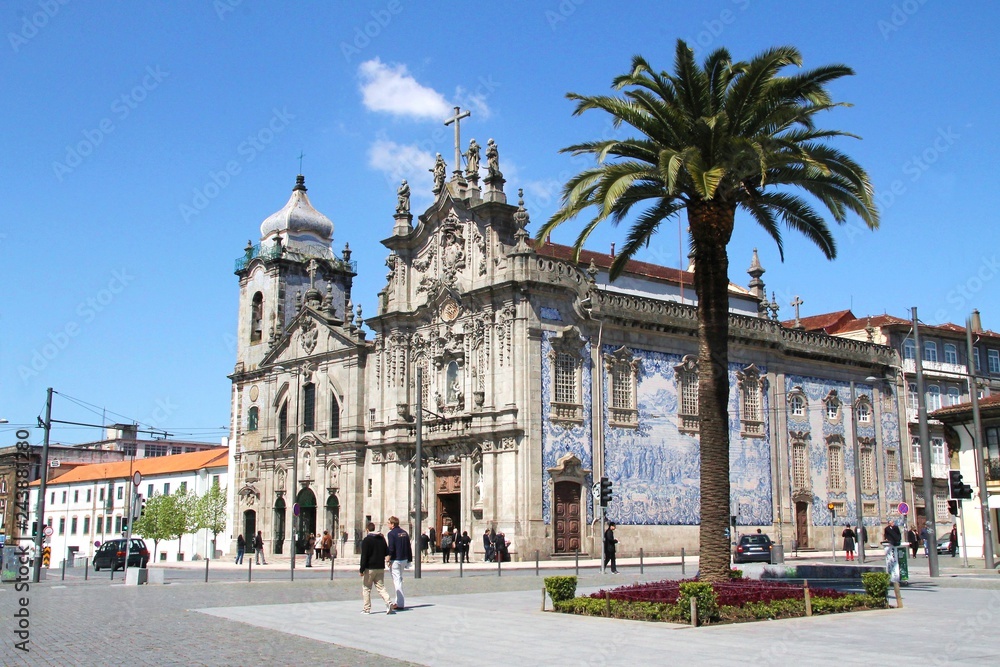 porto, portugal, palm tree, architecture, cathedral, church, building, city, tower, landmark, town, old, religion, ancient, street, historic, 