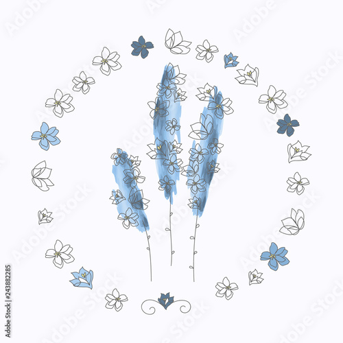 blue delphinium flowers wedding card