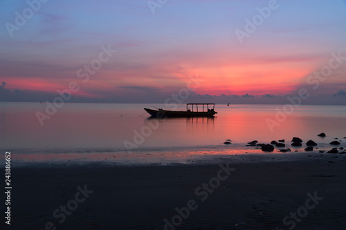 Silhouette of fisherman boat at Atauro Island, Timor Leste during sunrise © faizzaki