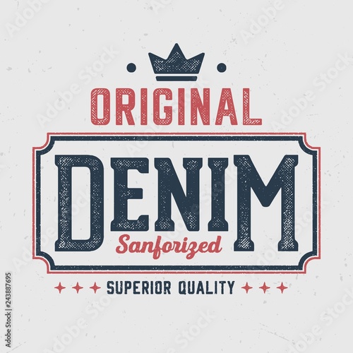 Original Sanforized Denim - Aged Tee Design For Print