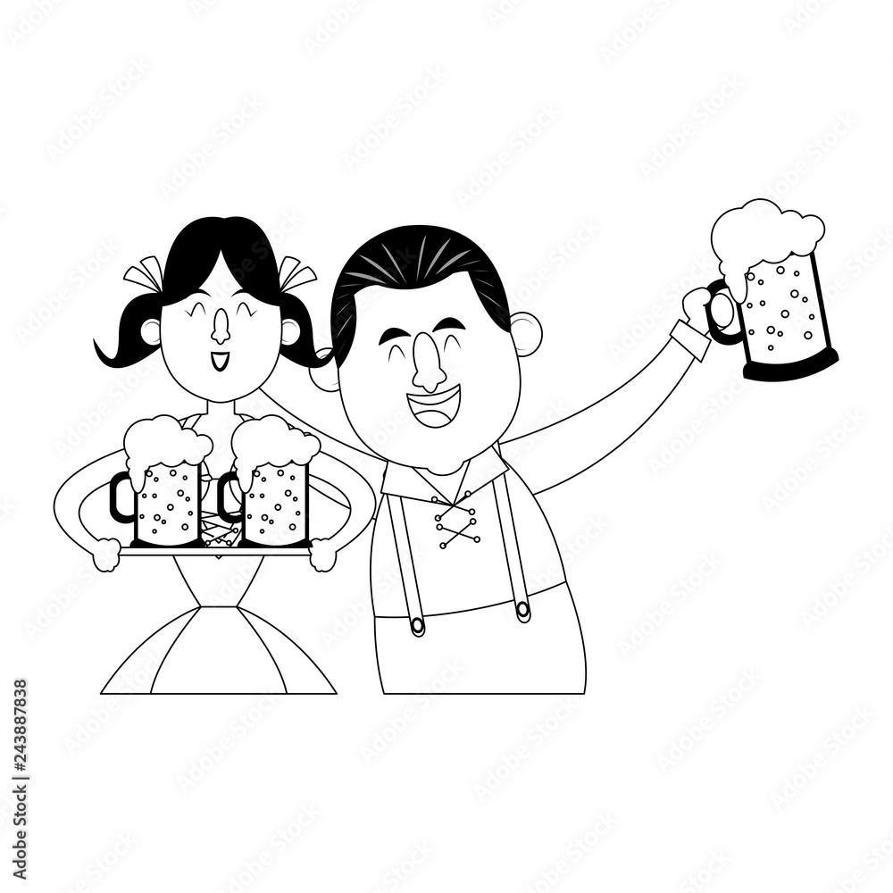 Bavarian people oktoberfest cartoon Bavarian people oktoberfest cartoon