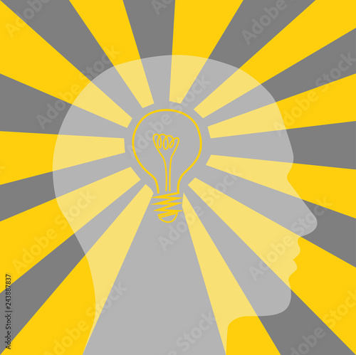 vettoriale testa con lampadina accesa idea concettuale