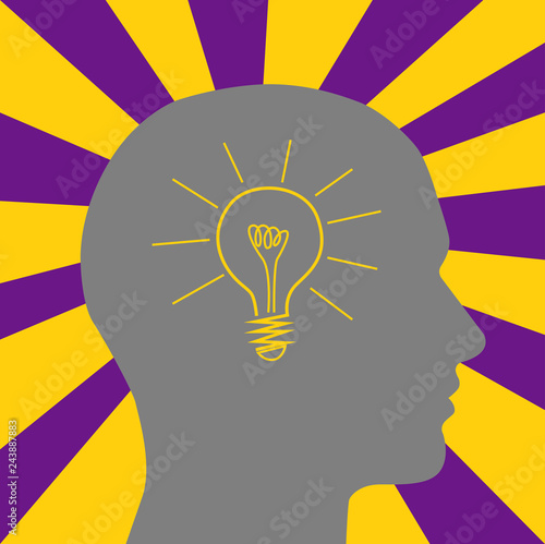 vettoriale testa con lampadina invenzione idea creativa