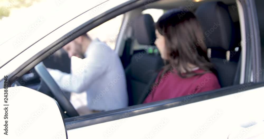 Driving instructor with student