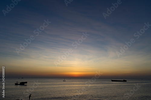 : Sunset Phu Quoc island with beautiful charming view on the sea in evening with travel concept