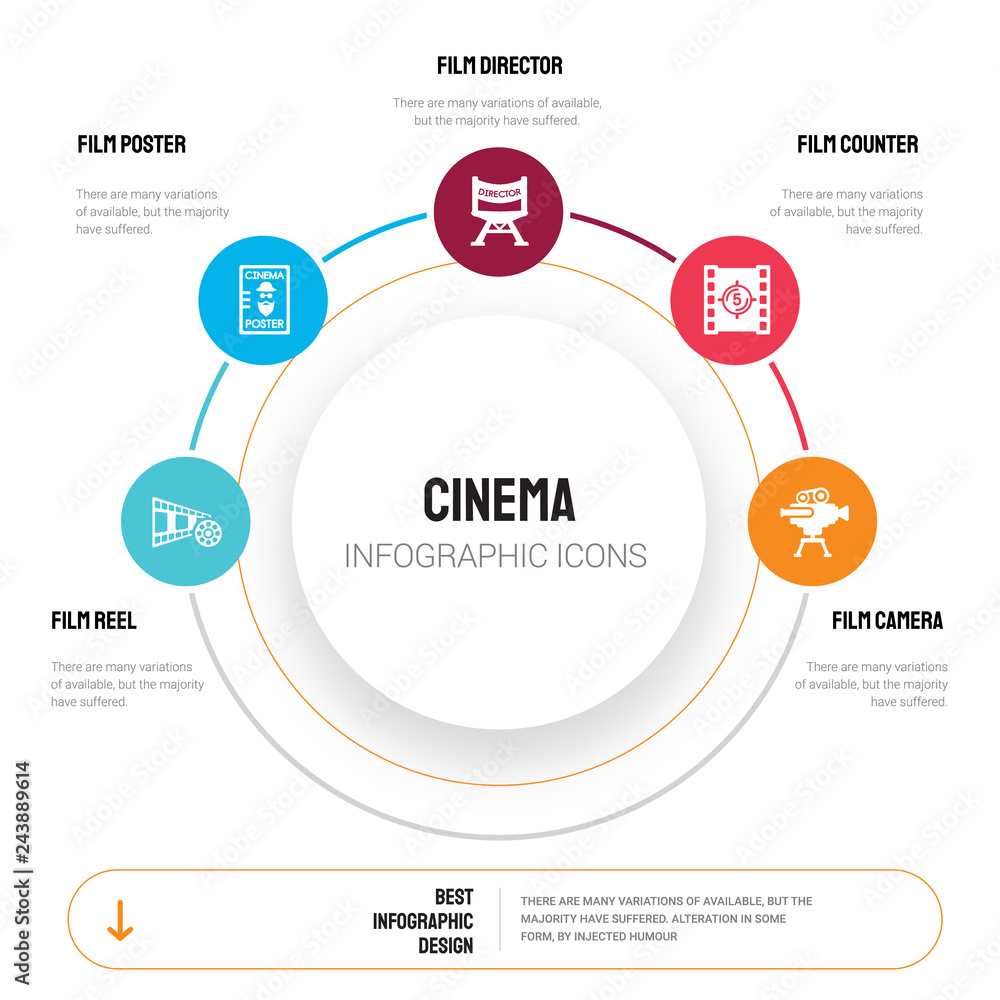 Abstract infographics of cinema template. Film reel, Poster