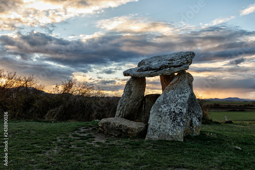Canvas-taulu dolmen at sunset in basque coountry