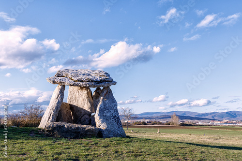 dolmen at sunset in basque coountry photo