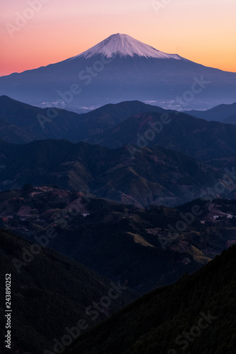 Mount Fuji during twilight period in shizuoka, japan