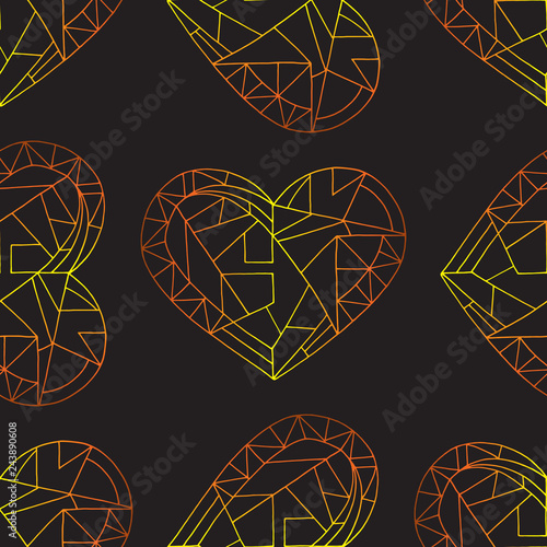 Hearts hand drawn vector seamless pattern. Valentines day background. Love texture for surface design, textile, wrapping paper, wallpaper, phone case print, fabric.