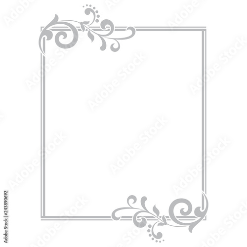 Decorative frame Elegant vector element for design in Eastern style, place for text. Floral grey border. Lace illustration for invitations and greeting cards