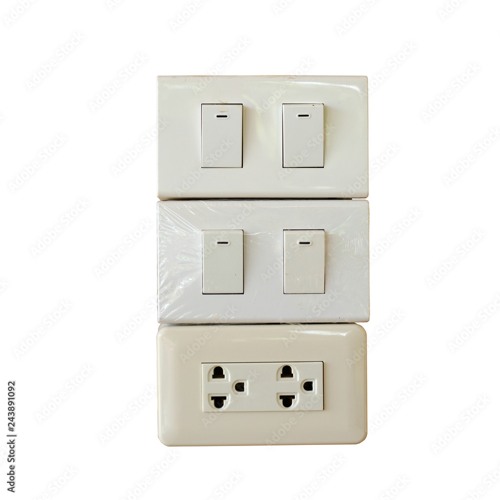 switch and plug electricity isolated on white switch and plug electricity isolated on white
