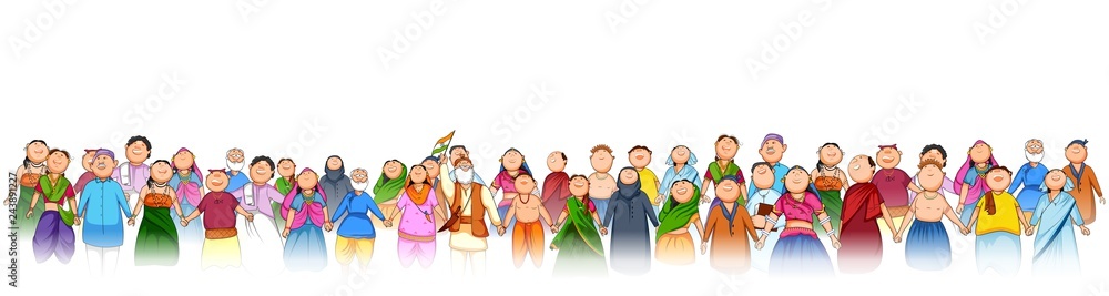 People of different religion showing Unity in Diversity on Happy Republic Day of India People of different religion showing Unity in Diversity on Happy Republic Day of India