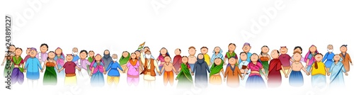 People of different religion showing Unity in Diversity on Happy Republic Day of India