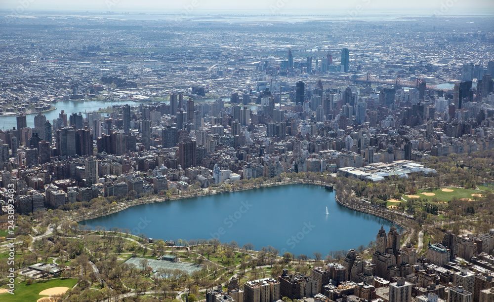 Fototapeta premium New york City, USA - Apr 18, 2016: New York Central park aerial view in summer