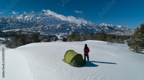 unusual winter camp and tranquility in nature