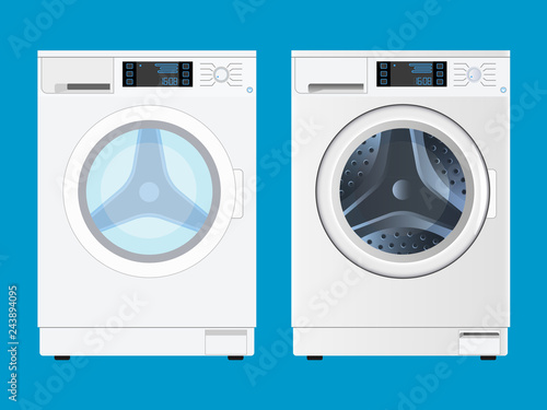 Modern washing machine front view - vector illustration