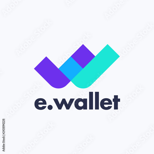 E Wallet Logo. Crypto Currency Wallet Icon. E Coins Vector Symbol 