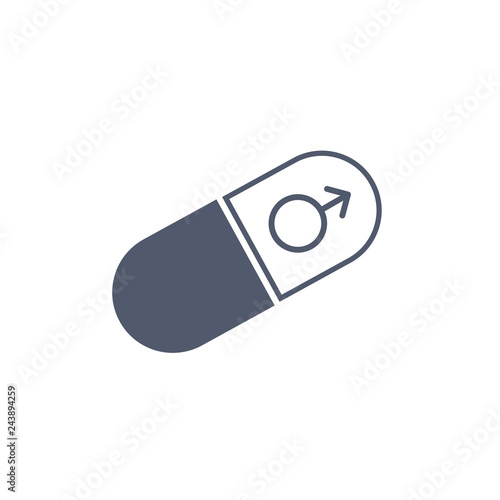 Male pill capsule icon. Med...