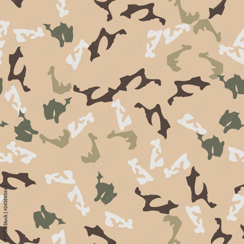 Universal camouflage of various shades of beige, brown, green and white colors Universal camouflage of various shades of beige, brown, green and white colors