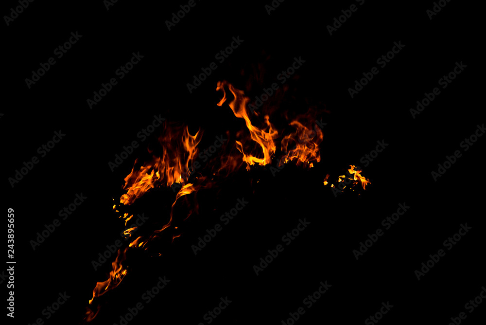 Texture of Fire flames on black background Texture of Fire flames on black background