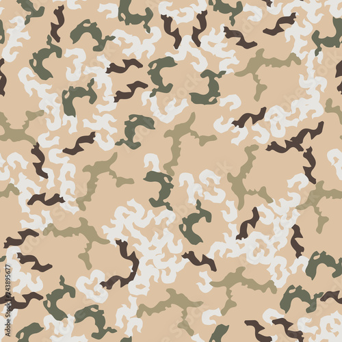 Universal camouflage of various shades of beige, brown, green and white colors