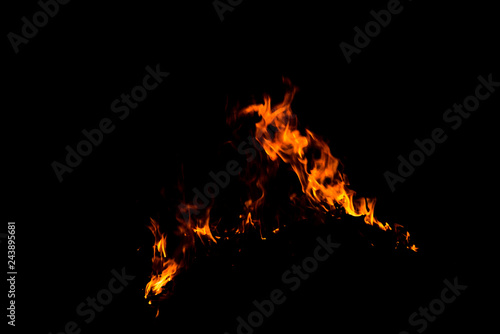 Texture of Fire flames on black background
