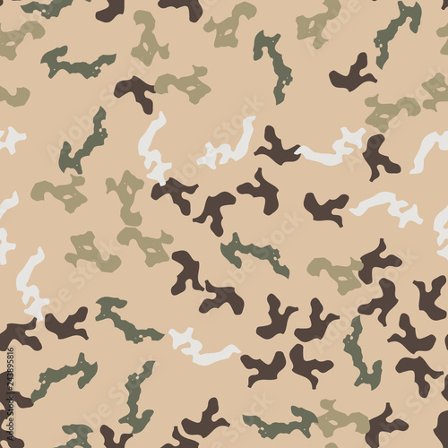 Universal camouflage of various shades of beige, brown, green and white colors