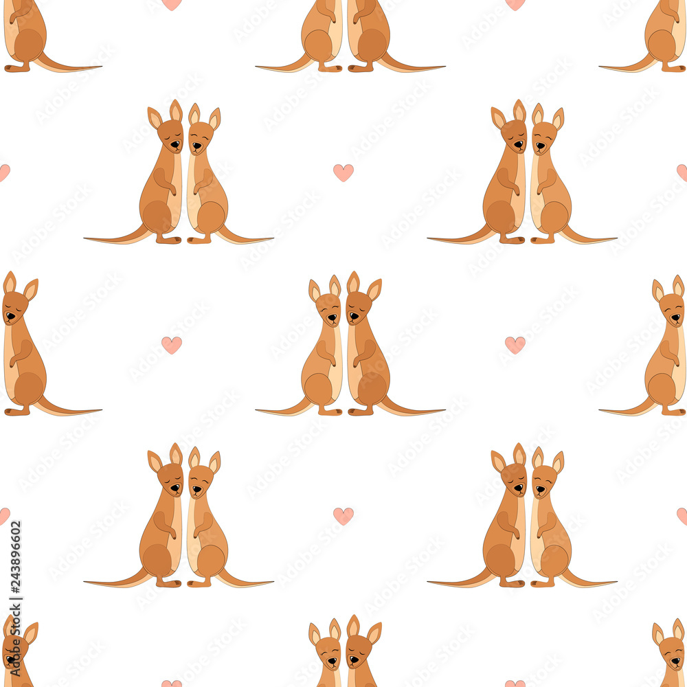 Naklejka premium Kangaroo Seamless Vector Pattern.Vector background