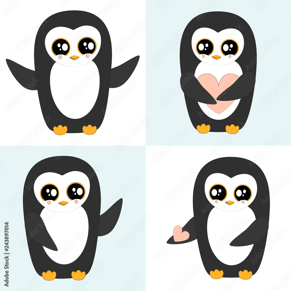 Obraz premium Penguin Set Vector Illustration