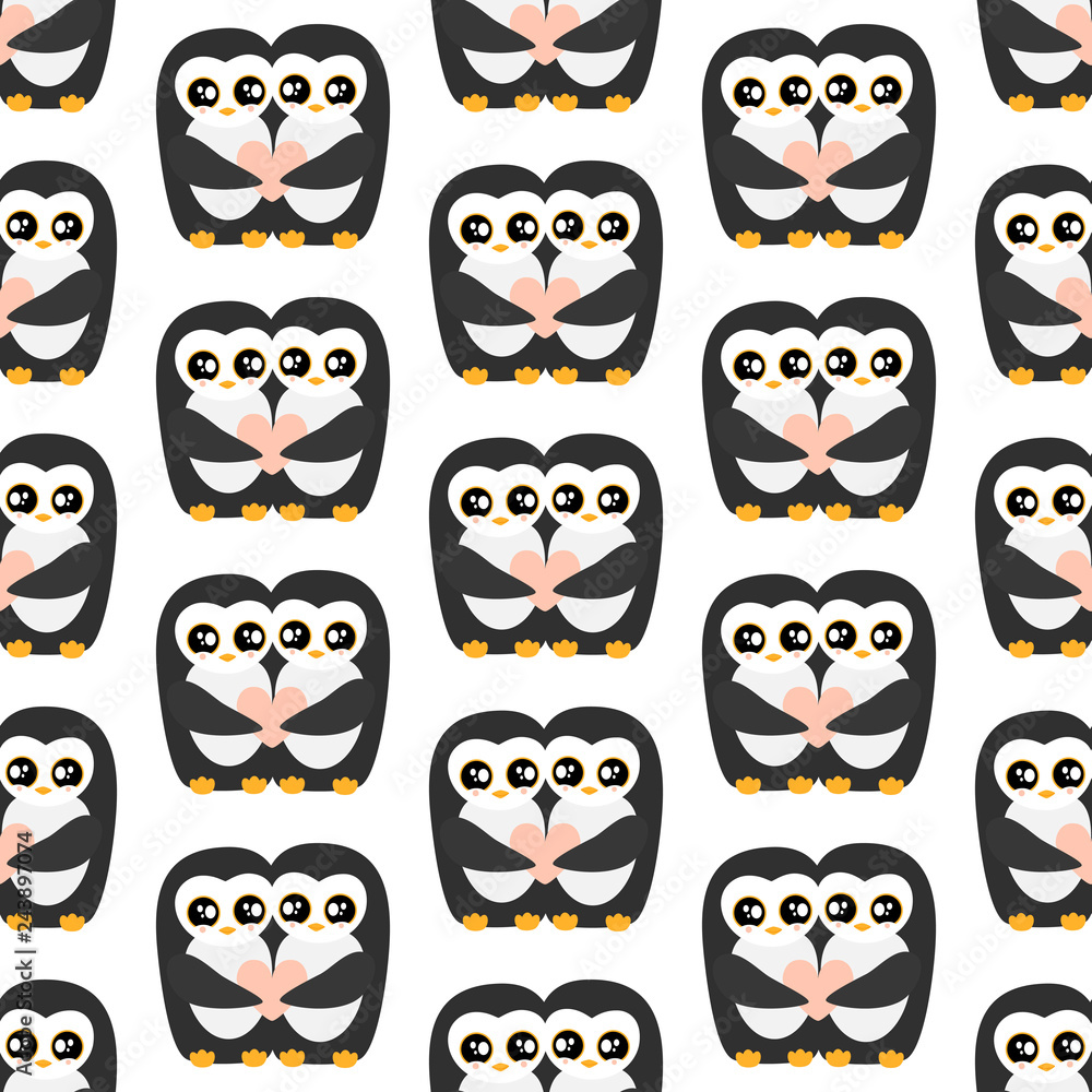 Penguin Seamless Vector Pattern.Vector background Penguin Seamless Vector Pattern.Vector background