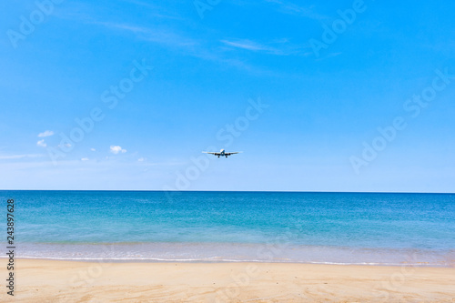 Plane is landing over water