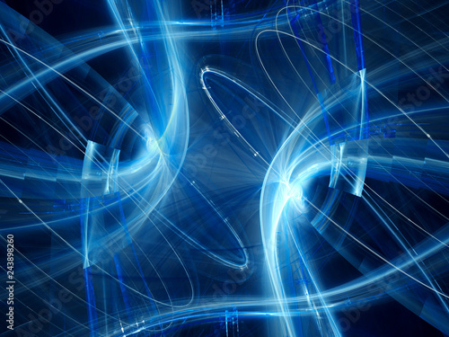 Abstract digital art background. Symmetry composition of curves ands grids. Detailed fractal graphics. Data science and digital technology concept.