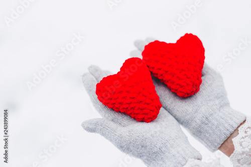 Female hands giving red heart. Health care  love and family insurance concept  world heart day  world health day