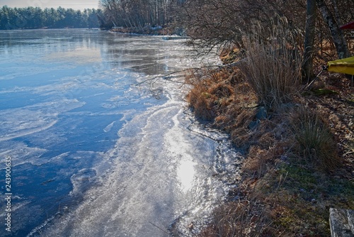 Frozen lake in the Pennsylvania Pocono mountains