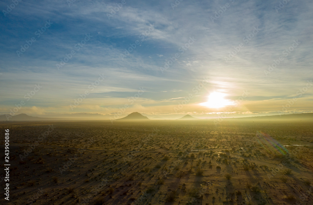 Foggy Sunset over Mojave Desert