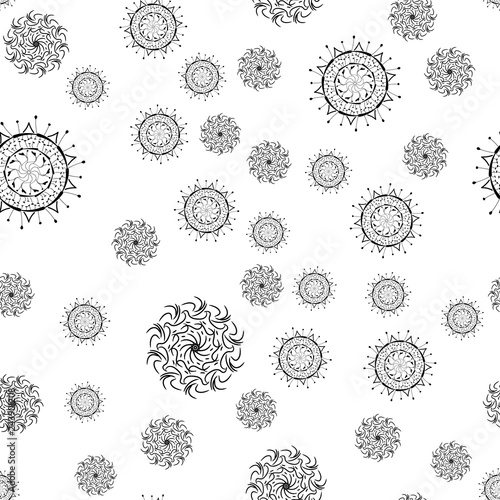 Mandala seamless pattern on white background.