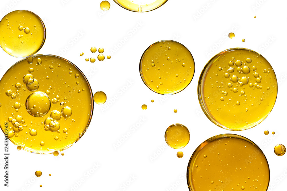 golden yellow bubble oil, abstract background - obrazy, fototapety, plakaty 
