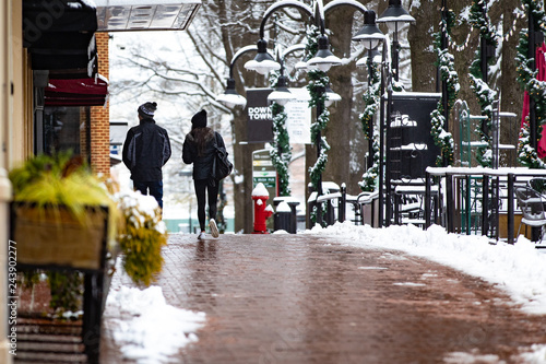 Couple walking in downtown