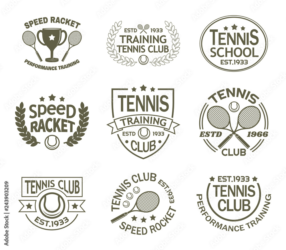 Signs with racket and ball for tennis sport club