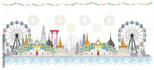 Thailand and architecture, Vector illustration