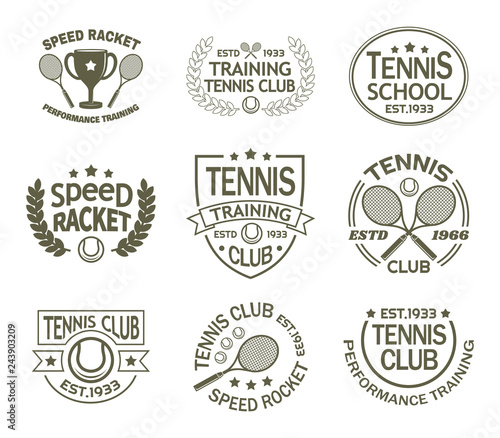 Signs with racket and ball for tennis sport club