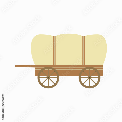 A wooden cart. Wagon with wooden wheels. Vector illustration. EPS 10.