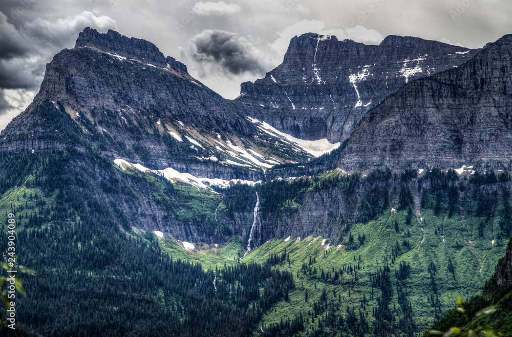Waterfall Hanging Valley Glacier National Park Montana USA Stock-Foto |  Adobe Stock