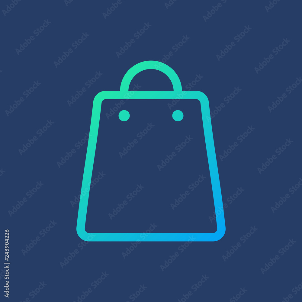 Line icon shopping bag isolated on blue background. Vector illustration. Line icon shopping bag isolated on blue background. Vector illustration.