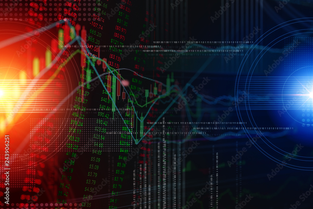 financial business stock market graph chart candle stick screen monitor