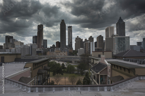 Atlanta Skyline on Dark Dwith Cloudsay  #243906478