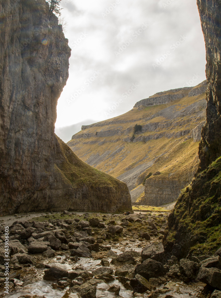 Shot from Malham Cove in Malhamdale Yorkshire Dales National Park North Yorkshire England UK