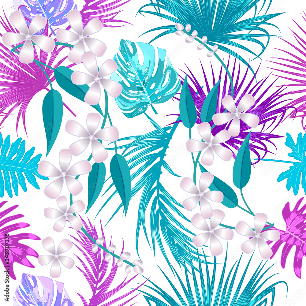 Naklejka premium Tropical vector seamless pattern.