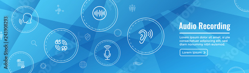 Audio Recording or Voice Command Icon with Sound Wave Images